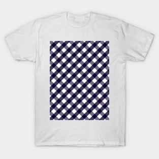 Rich Blue and White Check Gingham Plaid T-Shirt